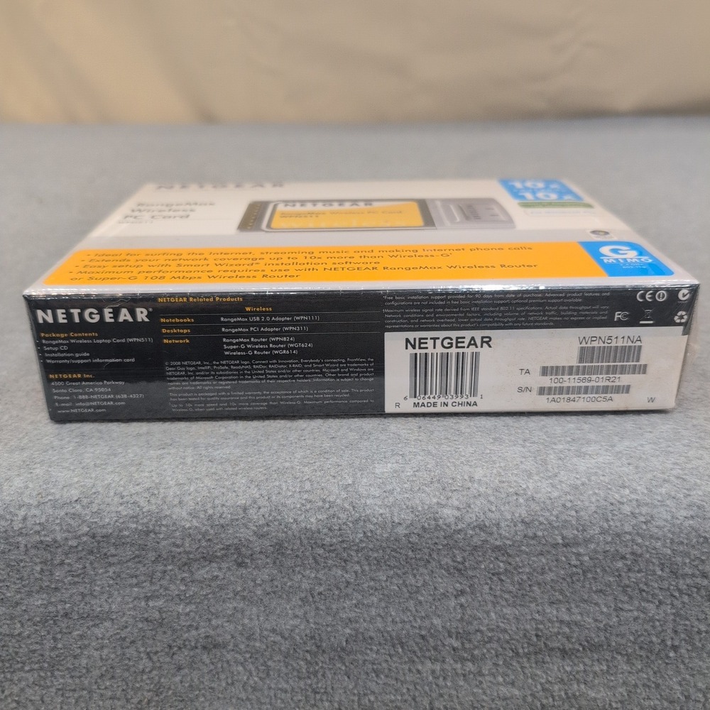 Netgear RangeMax Wireless PC Card WPN511 108 Mbps Laptop Adapter New Sealed - Picture 5 of 5